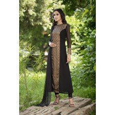 CTL-145 BLACK STRAIGHT GEORGETTE READY MADE DRESS